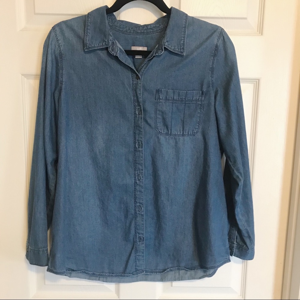 J. Jill dark blue chambray top size medium petite